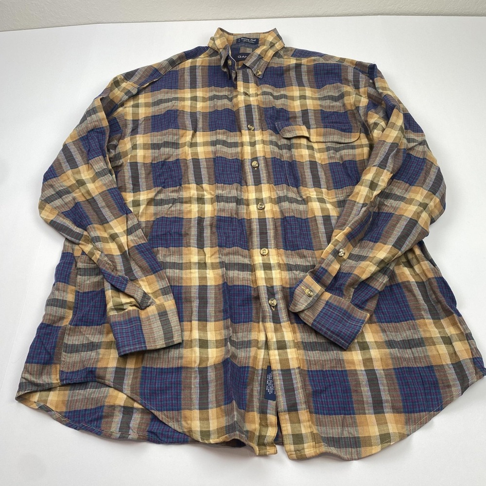 Vintage GANT Country Twill Shirt Mens Medium Multicolor Plaid Button Down 90s